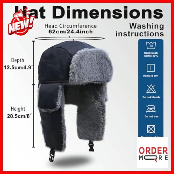 Heated Trapper Hat with Rechargeable Battery for Winter Outdoor Activities